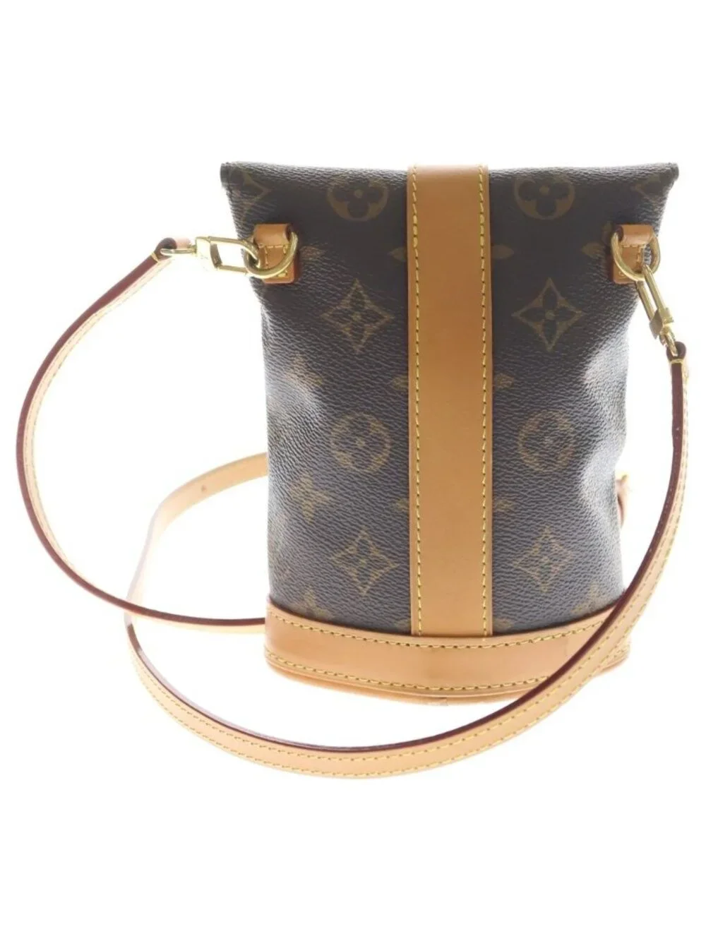 Louis Vuitton Monogram Envelope Pouch Shoulder Bag Brown Leather Gold